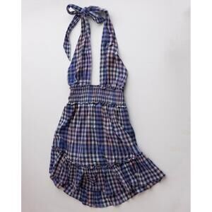 Aerie Spring Fling Plaid Crossover Halter Dress XS